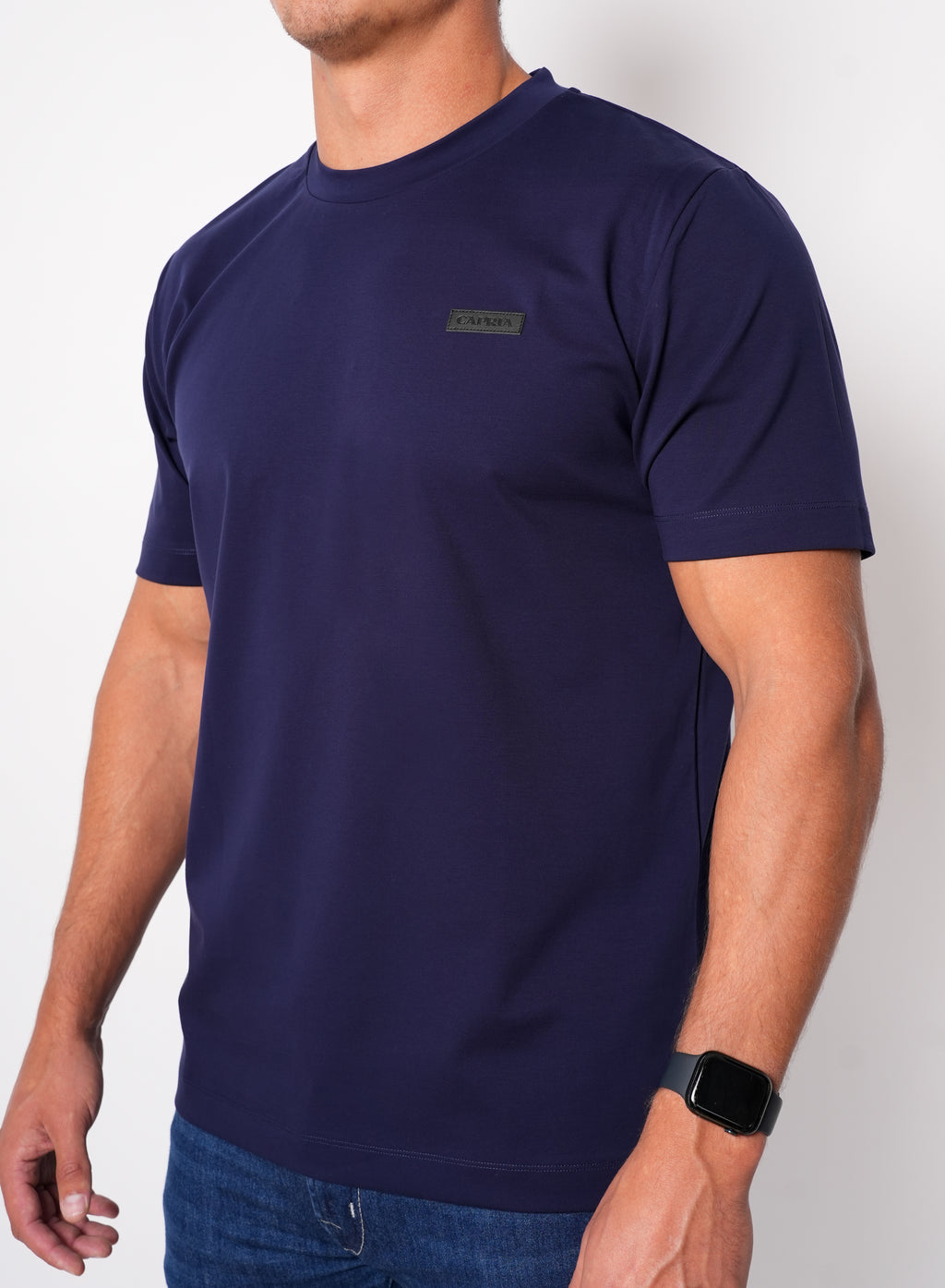 Leather badge T-shirt - Navy