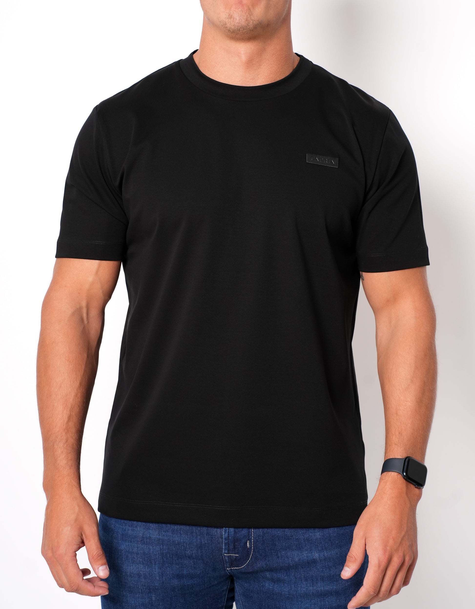 Leather badge T-shirt - Black
