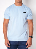 Leather badge T-shirt - Glacier Blue