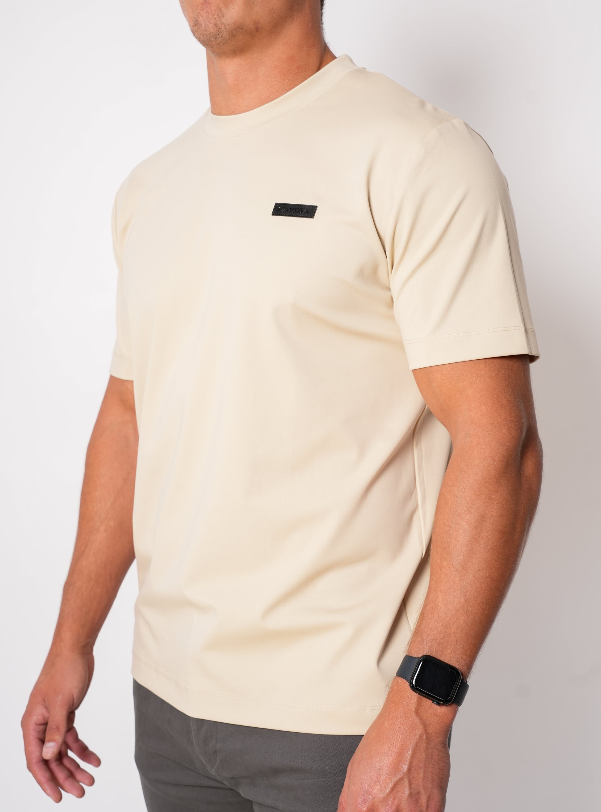 Leather badge T-shirt - Sandstone