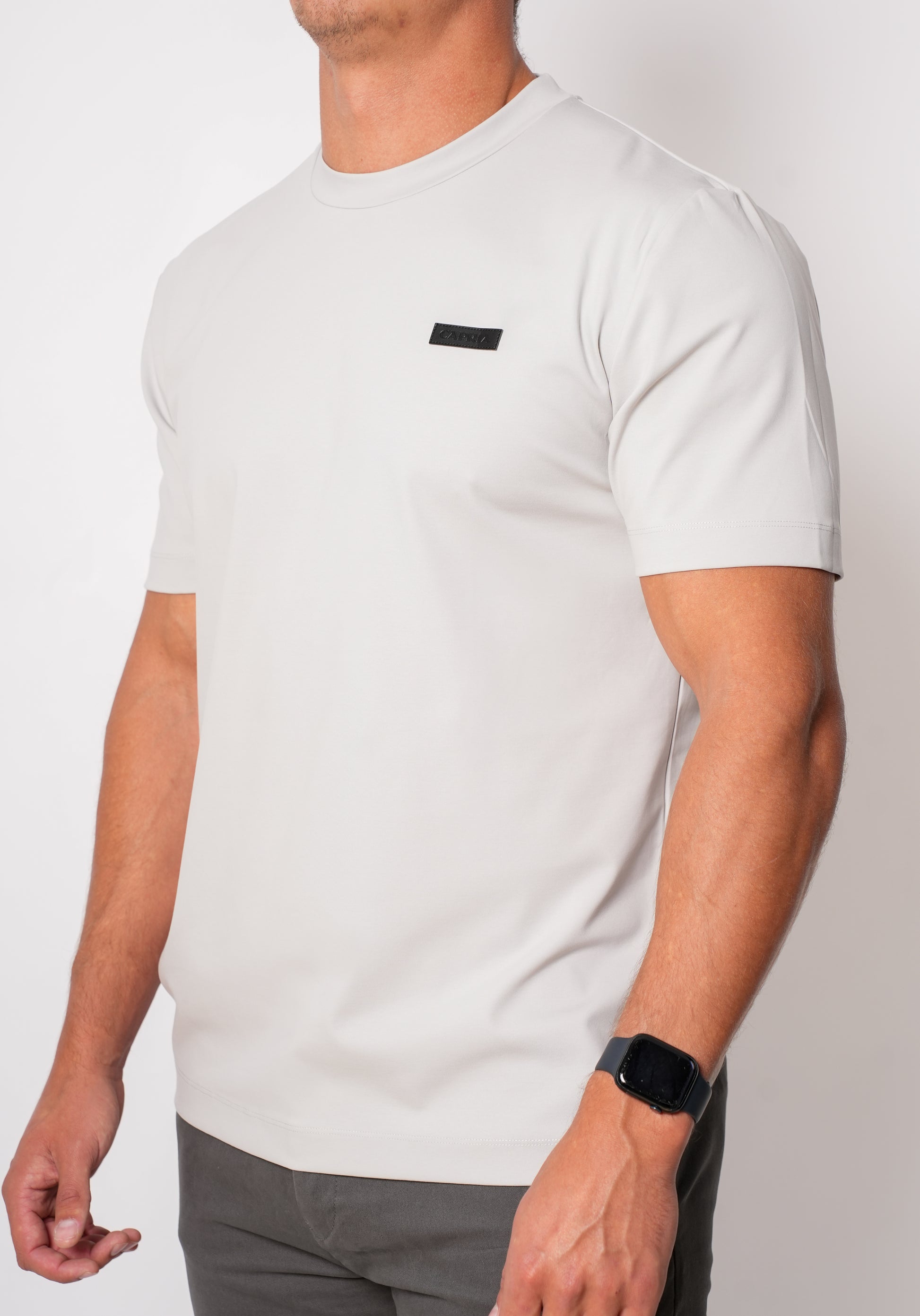 Leather badge T-shirt - Steel grey