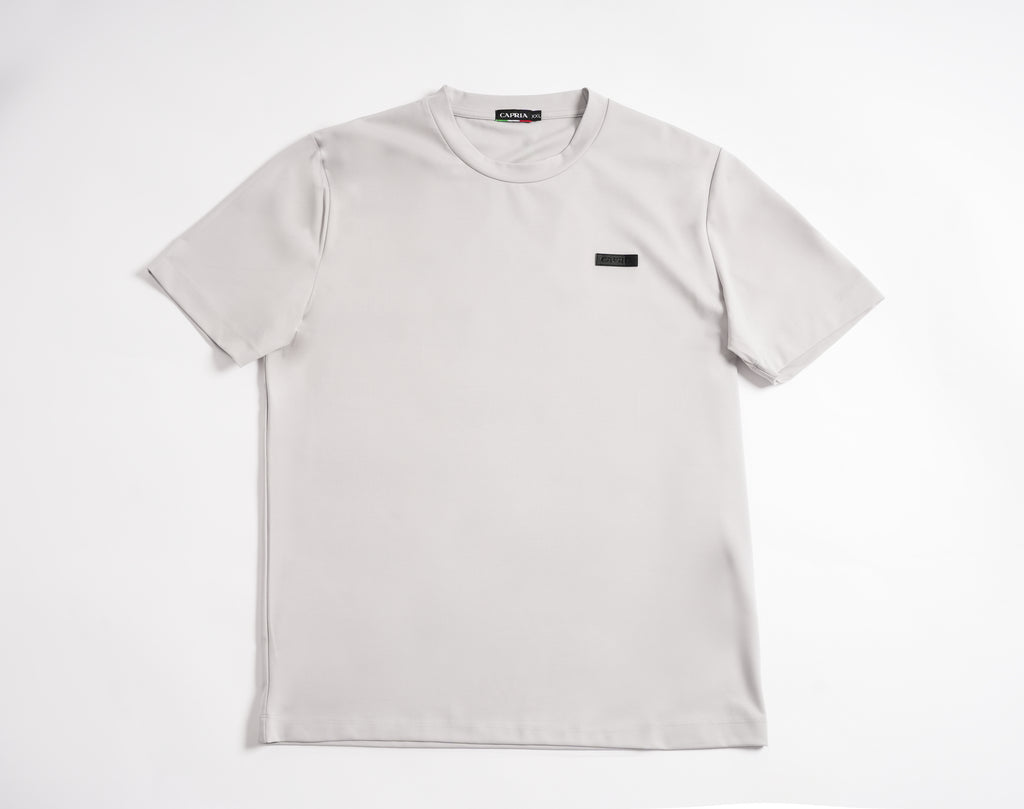 Leather badge T-shirt - Steel grey