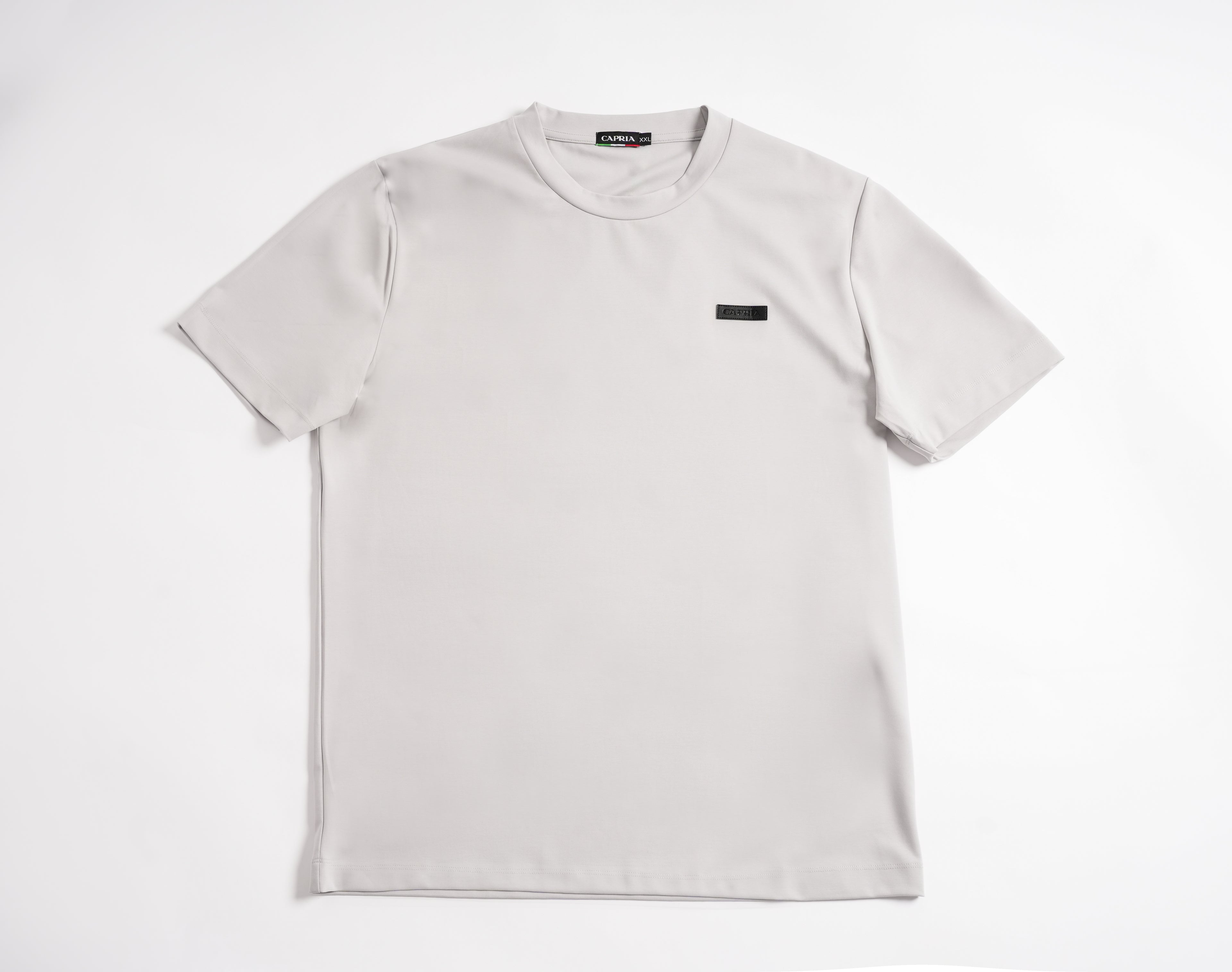 Leather badge T-shirt - Steel grey