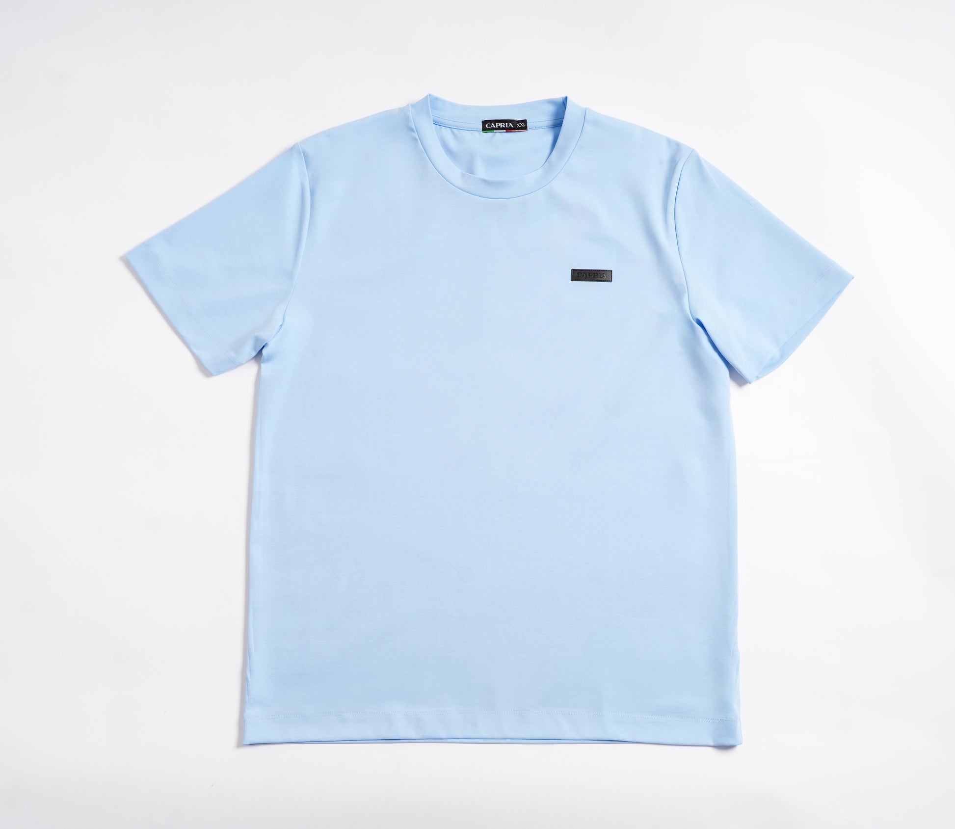 Leather badge T-shirt - Glacier Blue