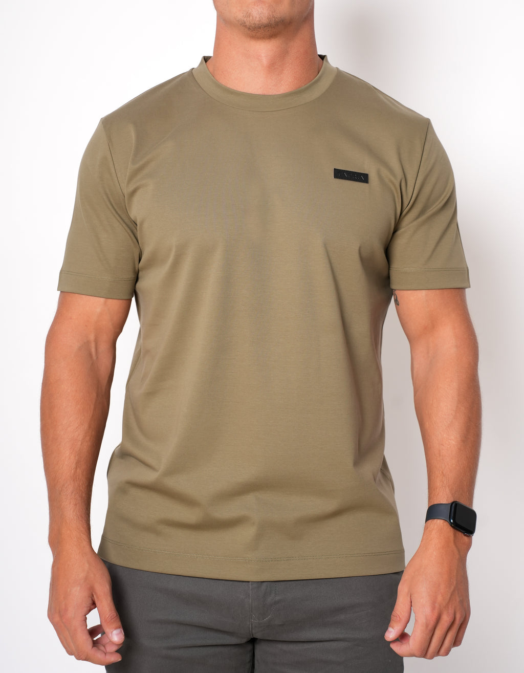 Leather badge T-shirt - Olive